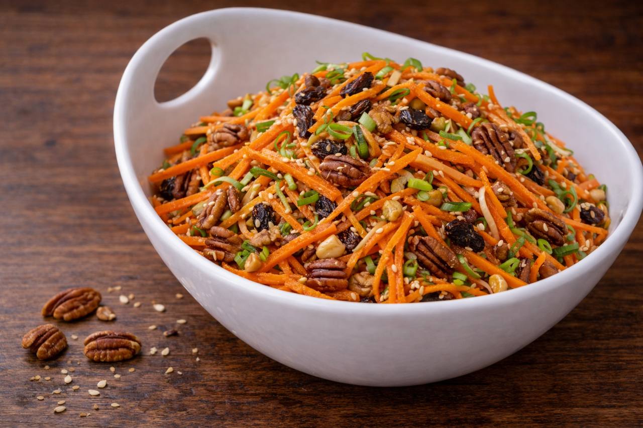 Салат из моркови с орехами пекан